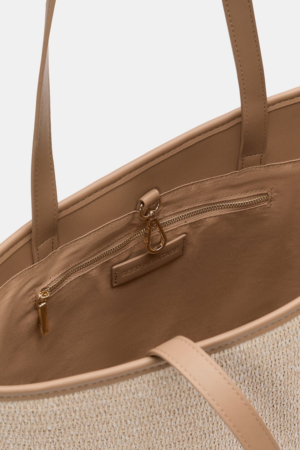Textured Curved Tote  Ecru