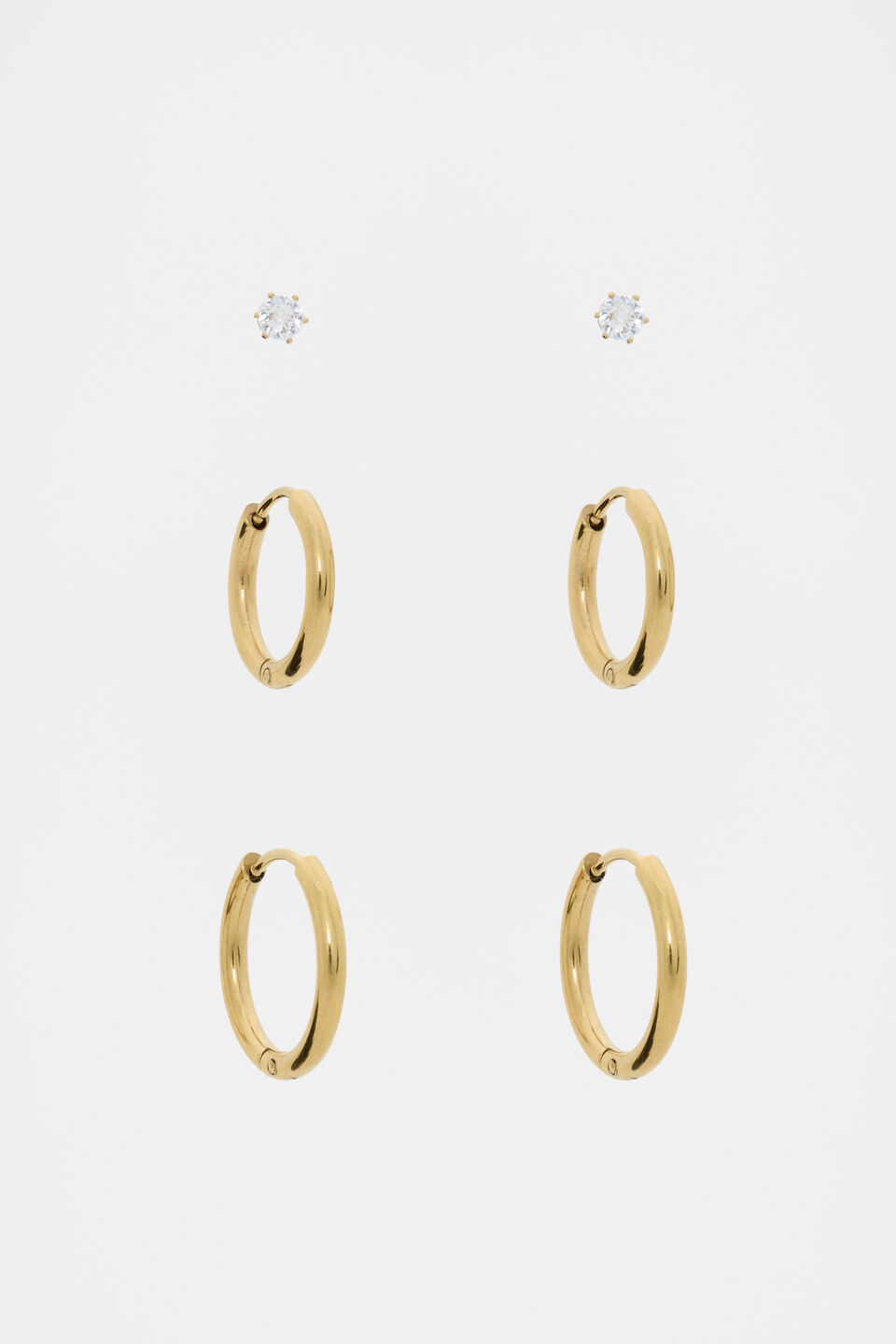 Waterproof Trio Stud Ear Pack  Gold