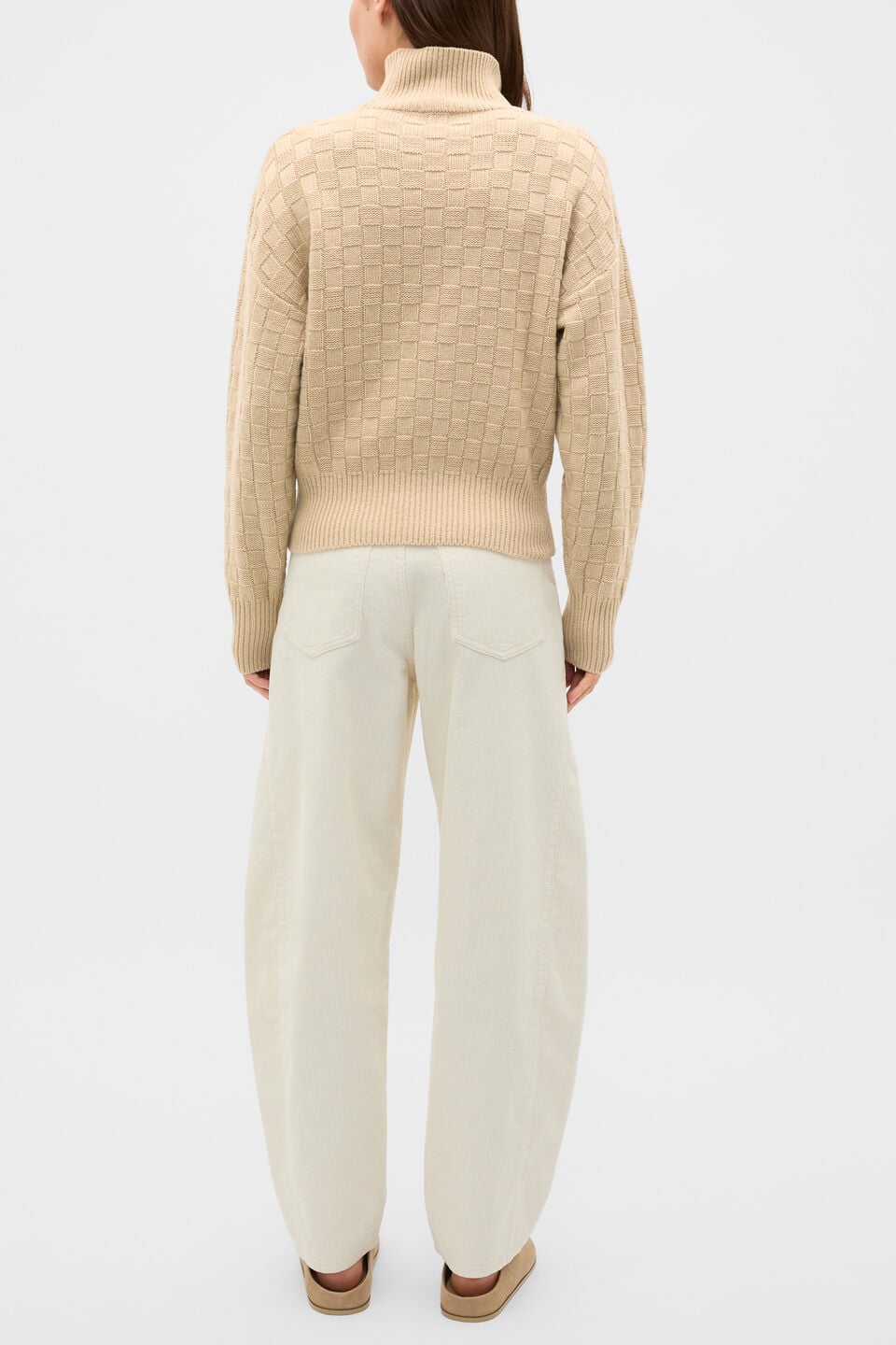 Crosshatch Slouch Knit  Cashew Cream