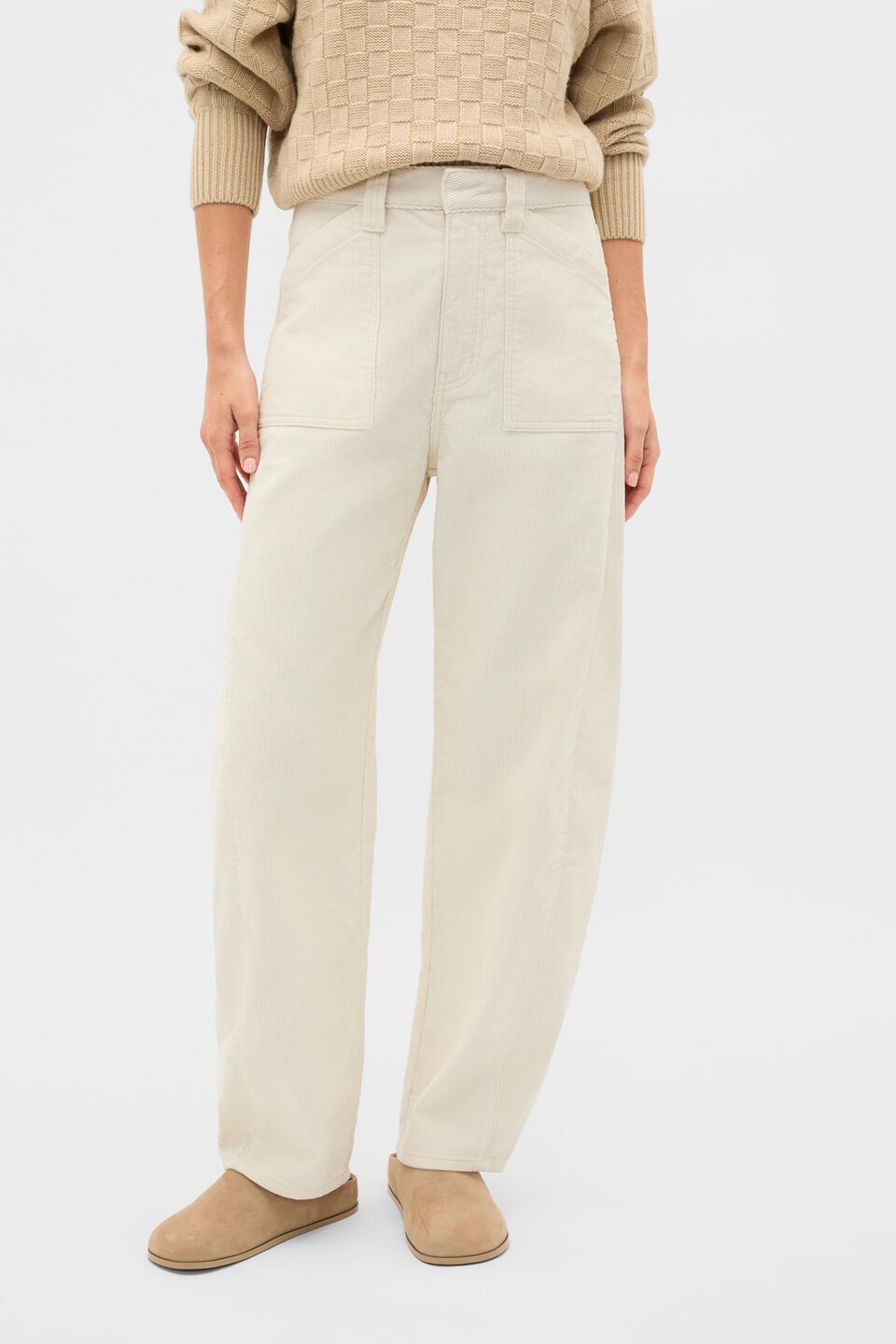 Cord Barrel Pant  Coconut Cream