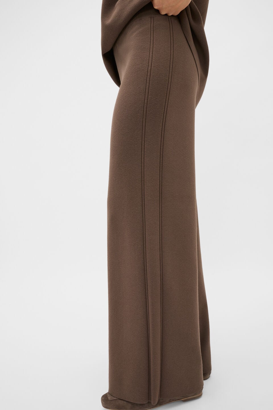 Knitted Rib Side Pant  Chestnut