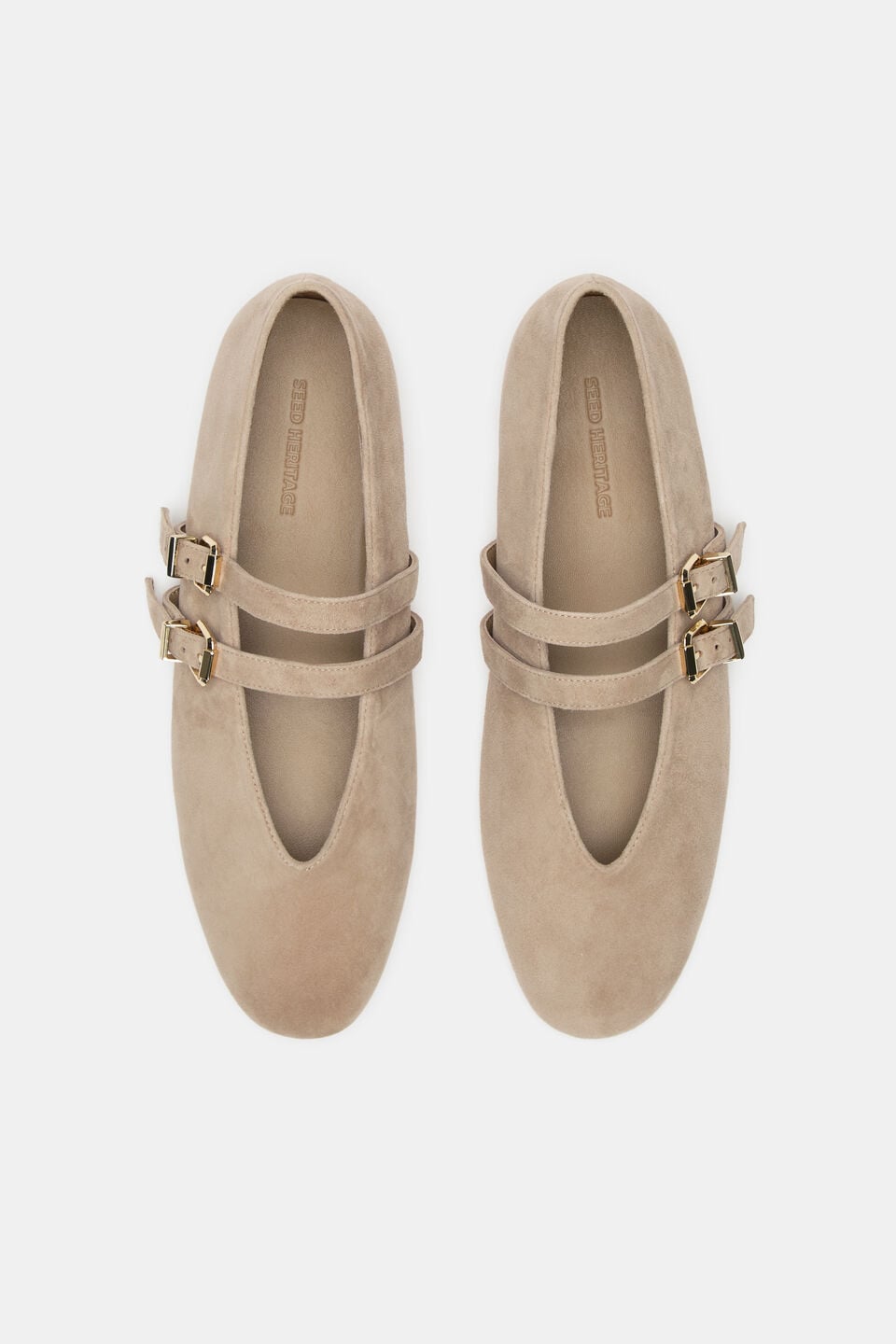 Astor Double Strap Ballet Flat  Cashew Suede