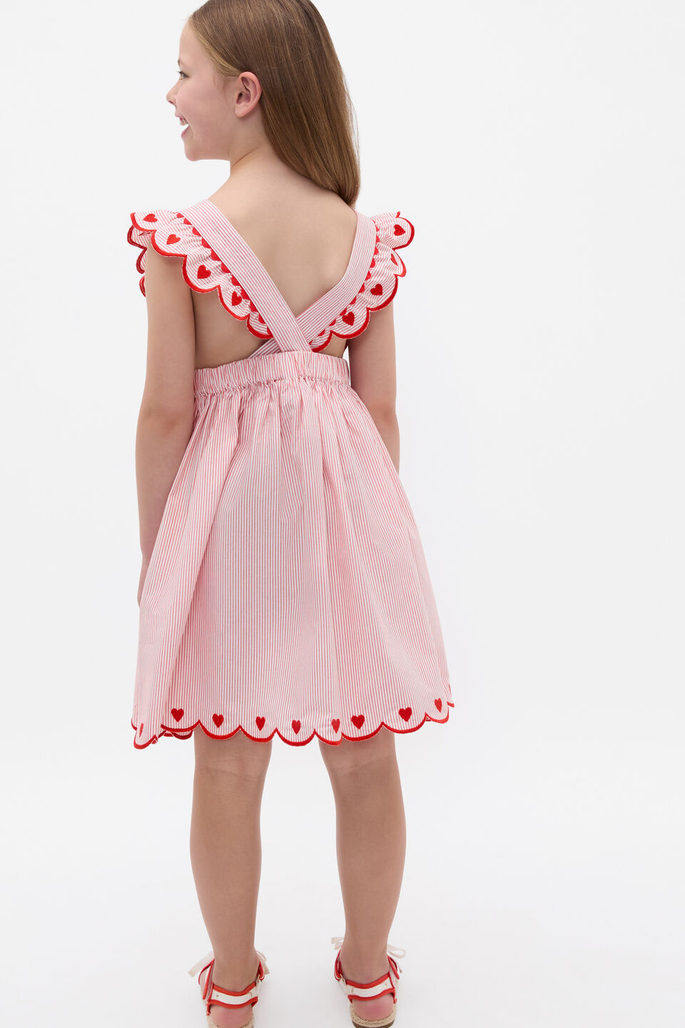 Scallop Stripe Dress  Strawberry Red