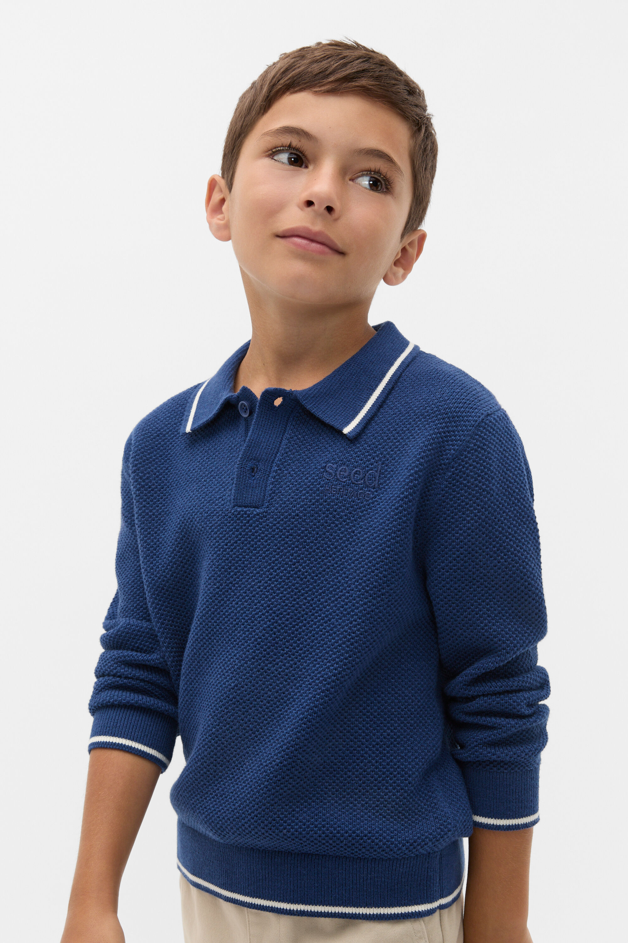 Essential Knit Polo | French Navy | Seed Heritage