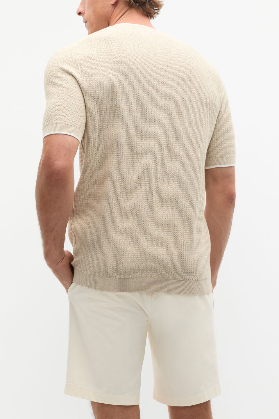 Twisted Yarn Knit Tee  Almond