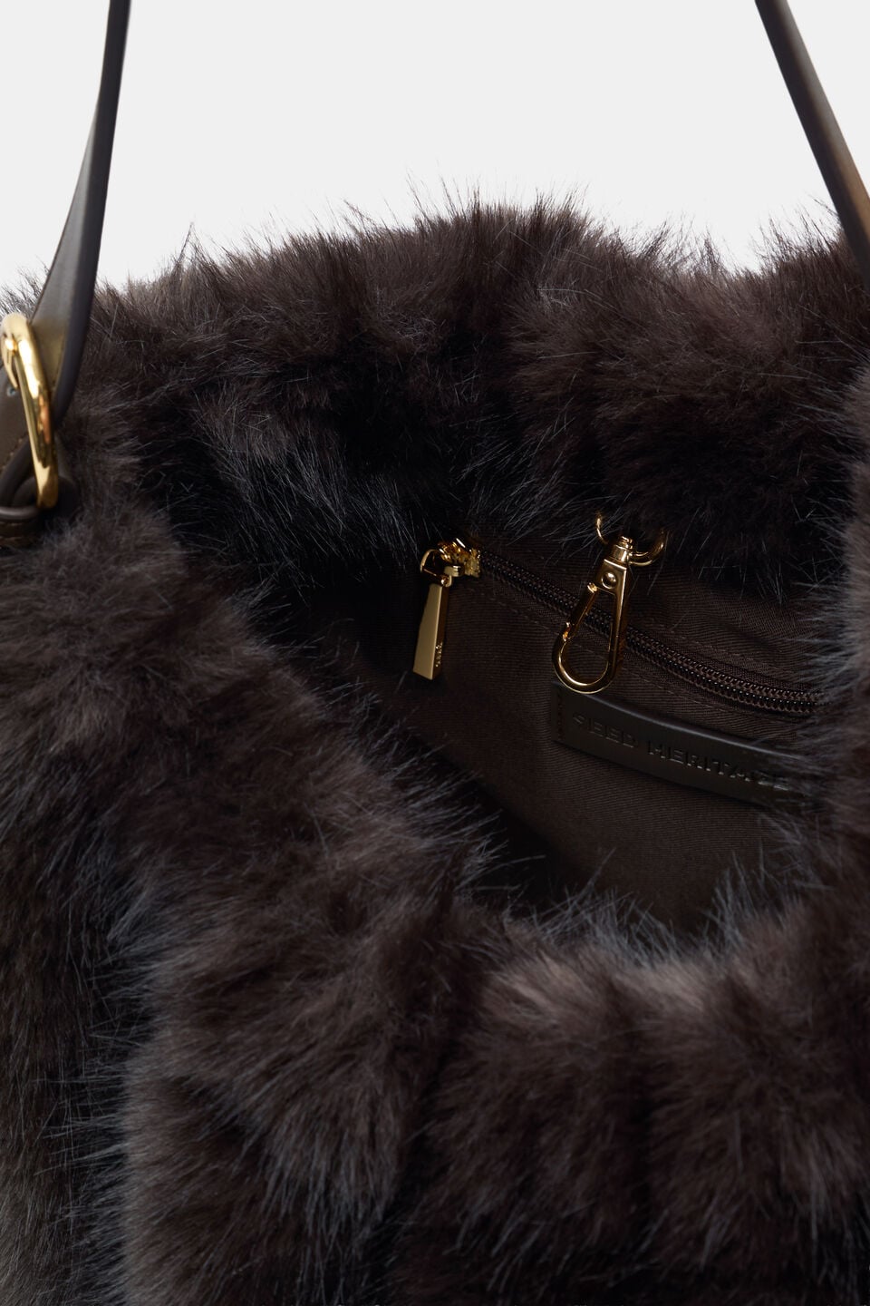 Fur Hobo Bag  Coffee Bean