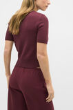 Textured Cotton Blend Cardigan  Plum Red  hi-res