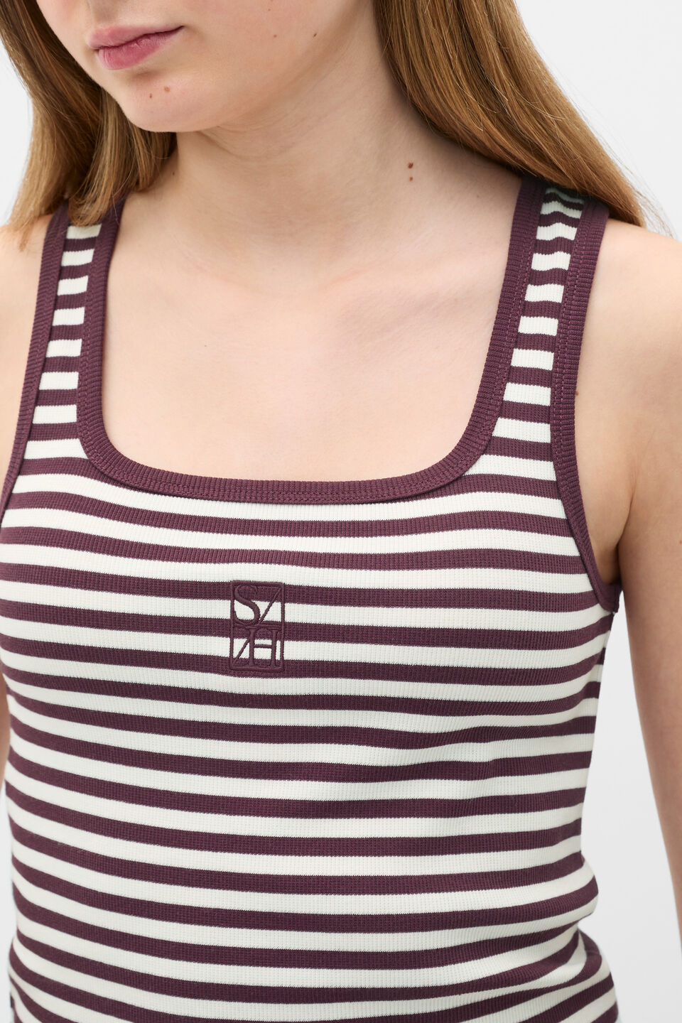 Striped Logo Tank  Mulberry