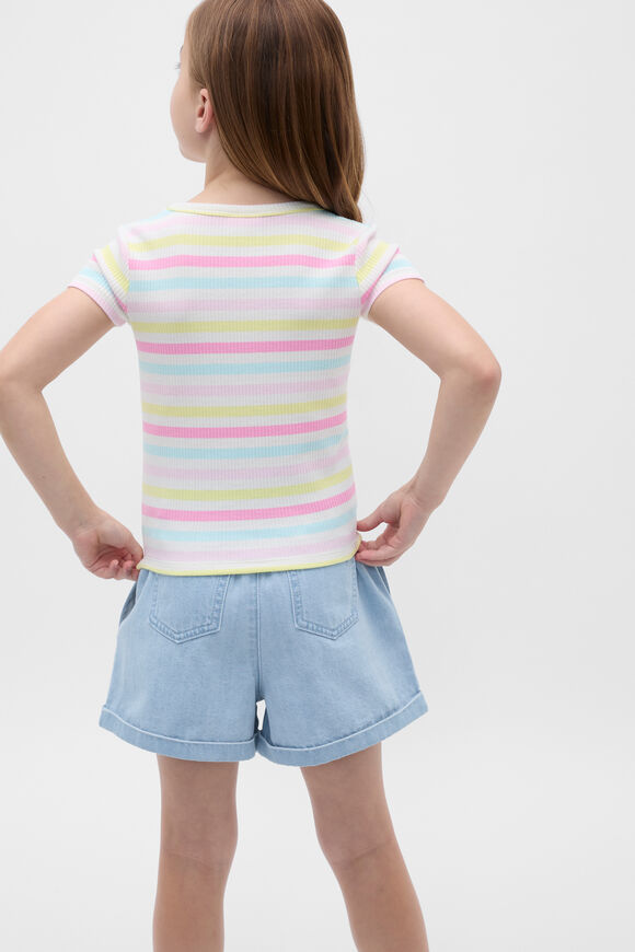 Stripe Logo Rib Tee  Candy Pink  hi-res