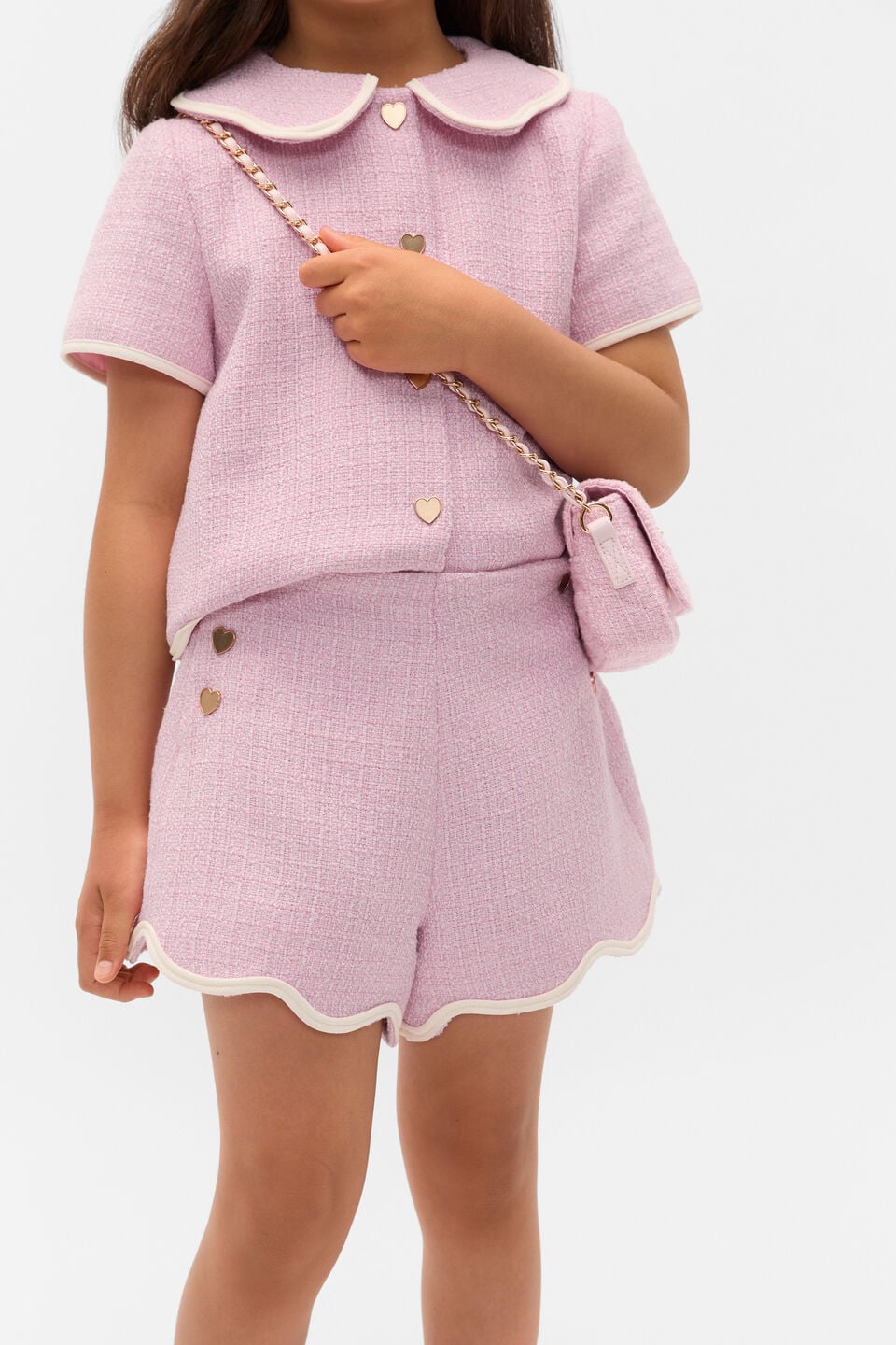 Scallop Tweed Short  Candy Pink