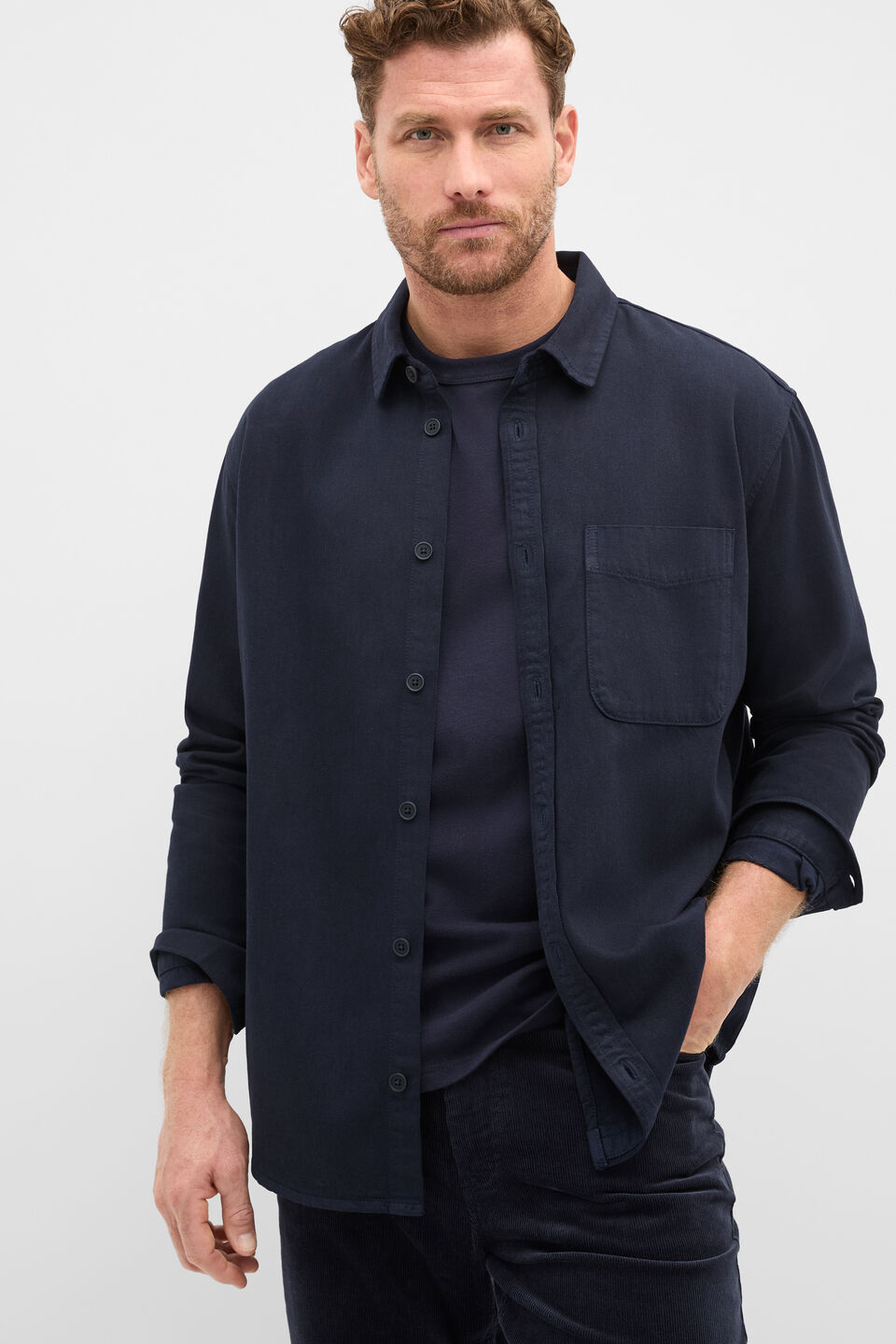 Long Sleeve Twill Shirt  Midnight Blue