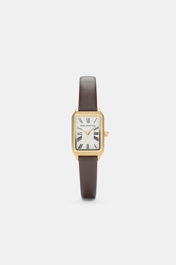 Seed Leather Watch  Chocolate  hi-res