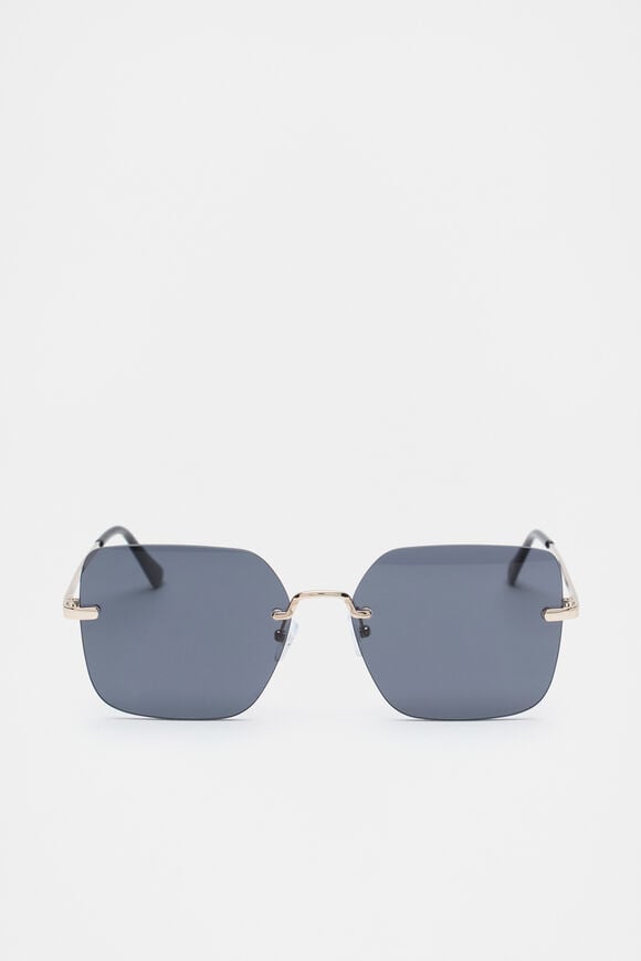 Matea Rectangle Frameless Sunglasses  Black  hi-res