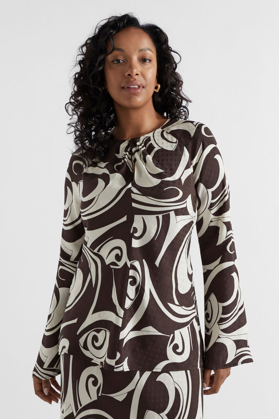 Jacquard Swirl Blouse  Retro Swirl