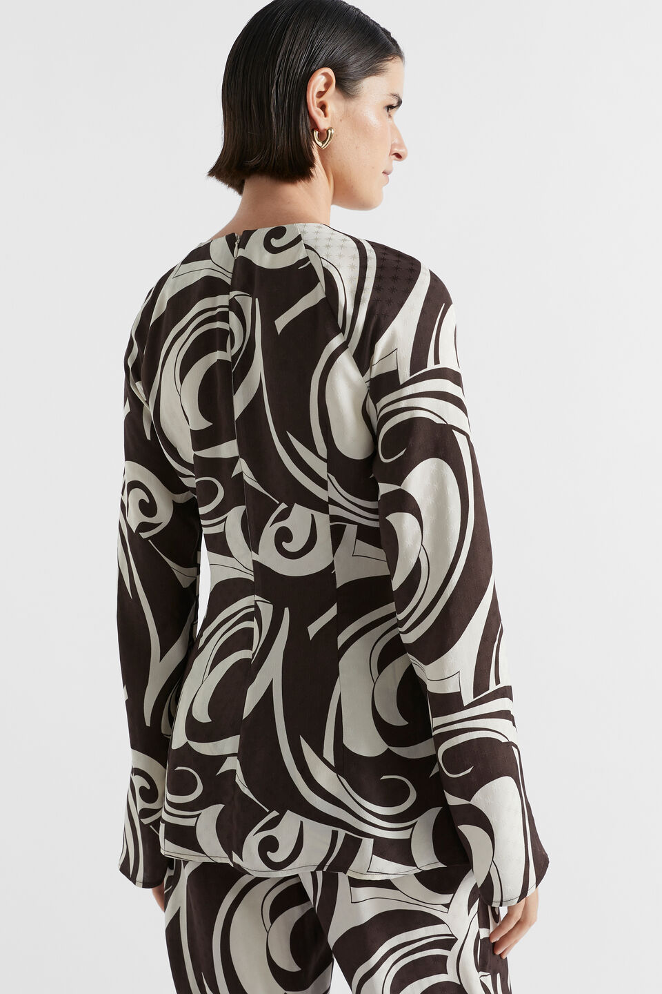 Jacquard Swirl Blouse  Retro Swirl