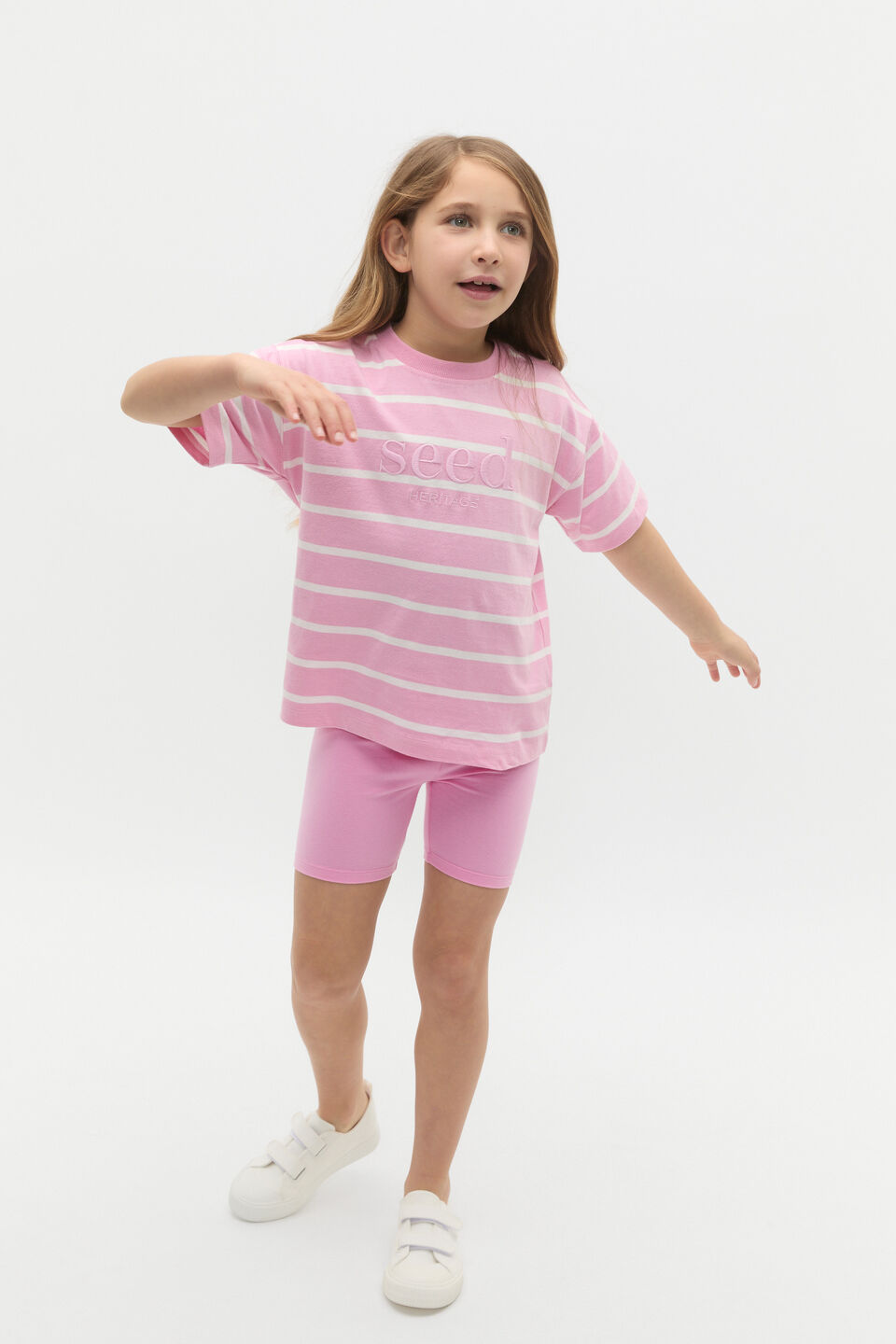 Core Stripe Logo Tee  Candy Pink