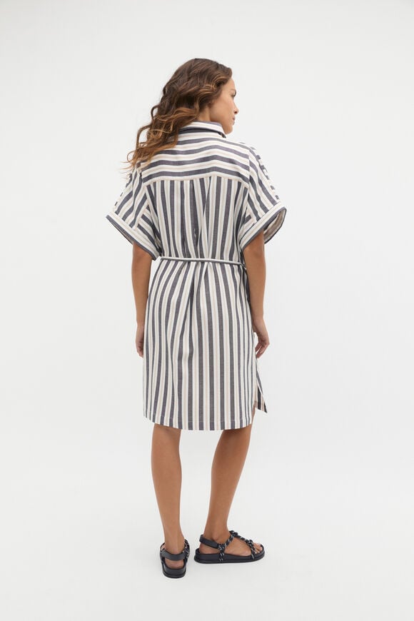 Stripe Collar Detail Poncho  Twilight Blue  hi-res