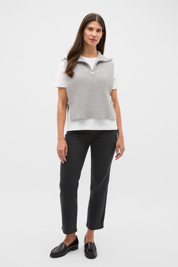 Rib Knit Collar Bib  Pale Slate Marle  hi-res