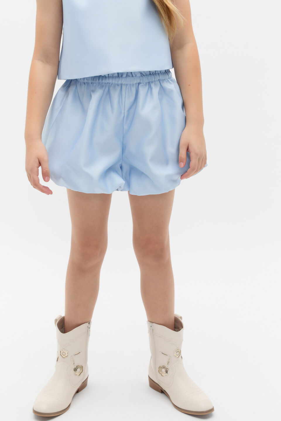 Satin Bubble Short  Ice Blue
