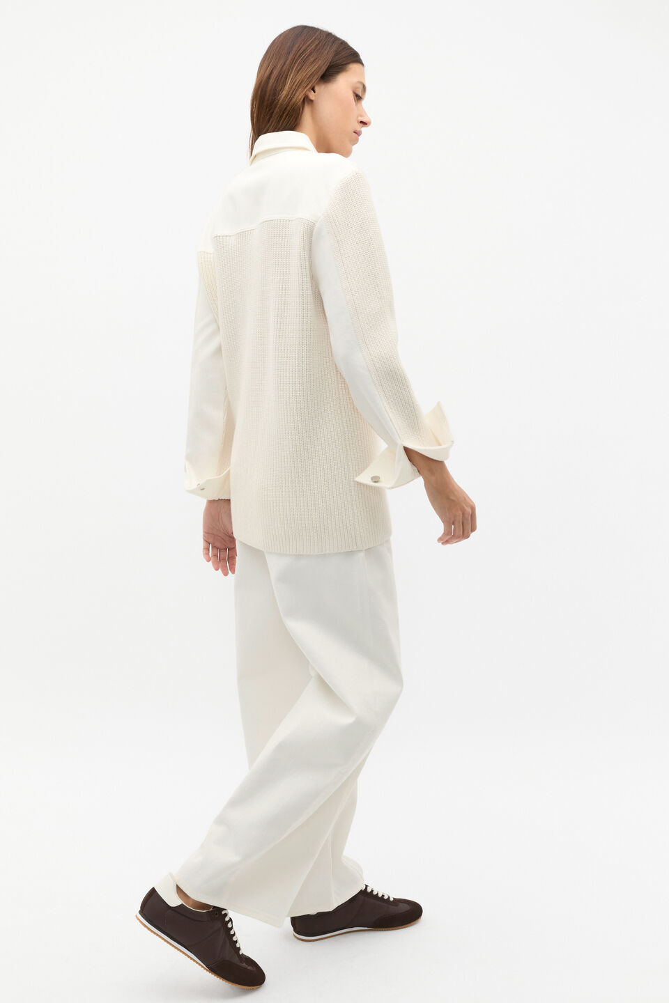 Denim Rib Knit Jacket  Cloud Cream