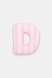 Pink Stripe Initial Cushion  D  hi-res