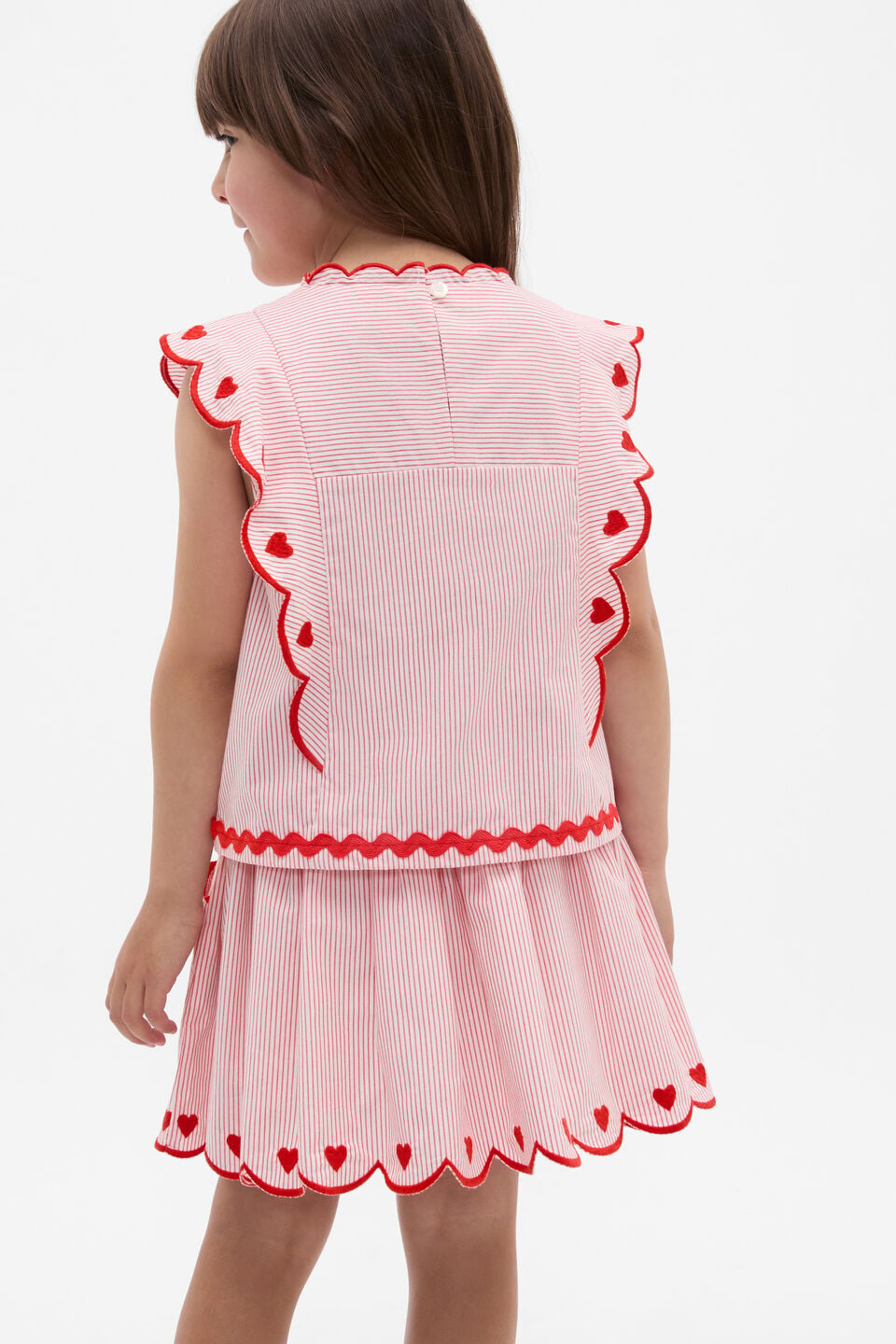 Scallop Stripe Top  Strawberry Red