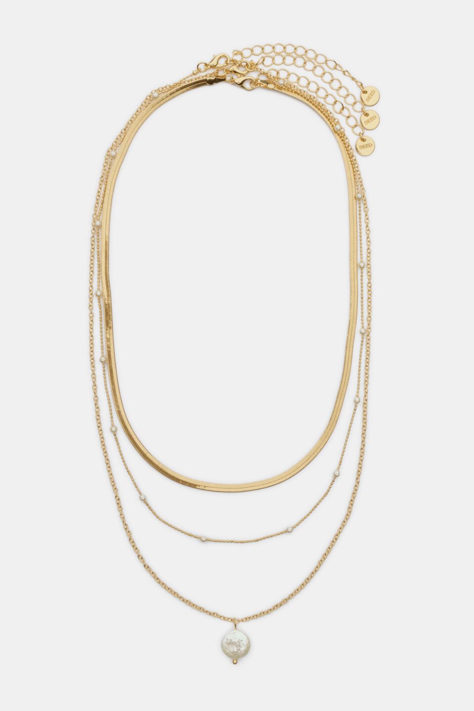 Layered Delicate Pearl Necklace  Gold