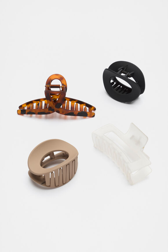 Curved Hair Claw Pack  Dark Tort  hi-res