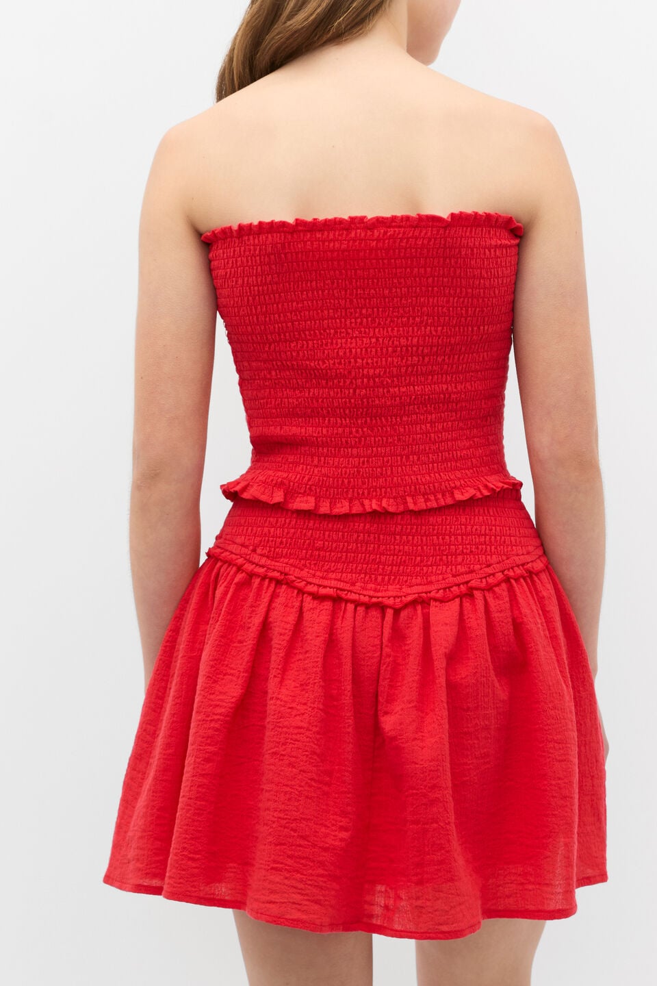 Shirred Skirt  Strawberry Red