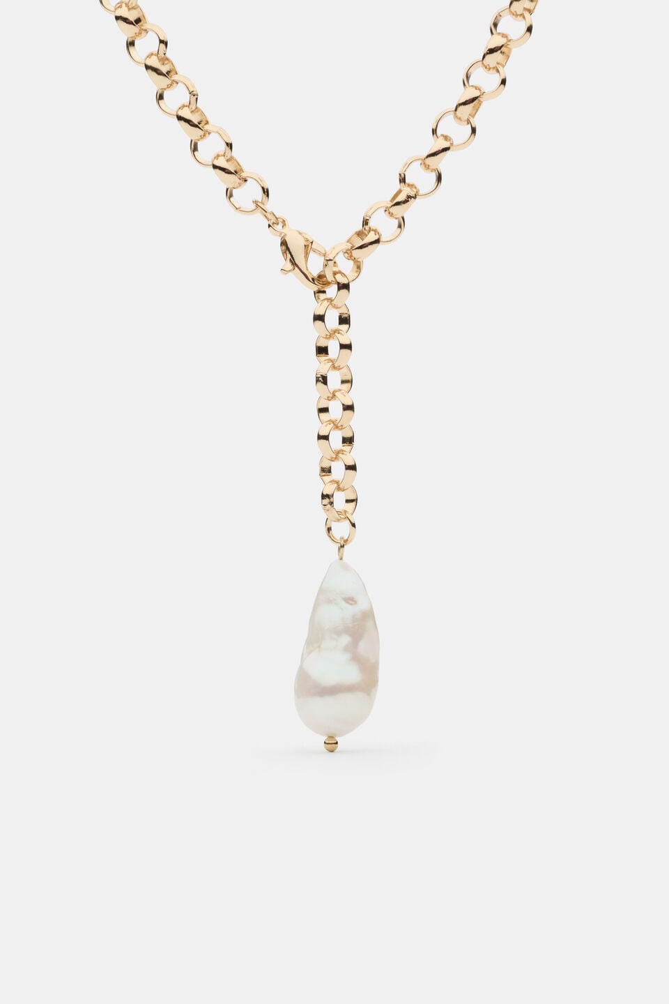 Pearl Drop Pendant Necklace  Gold