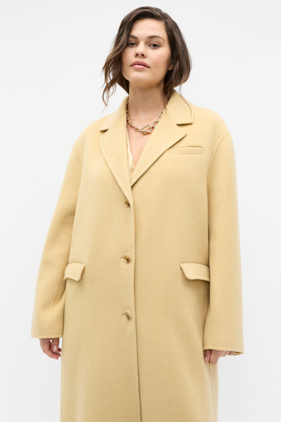 Wool Blend Boyfriend Coat  Marzipan Marle