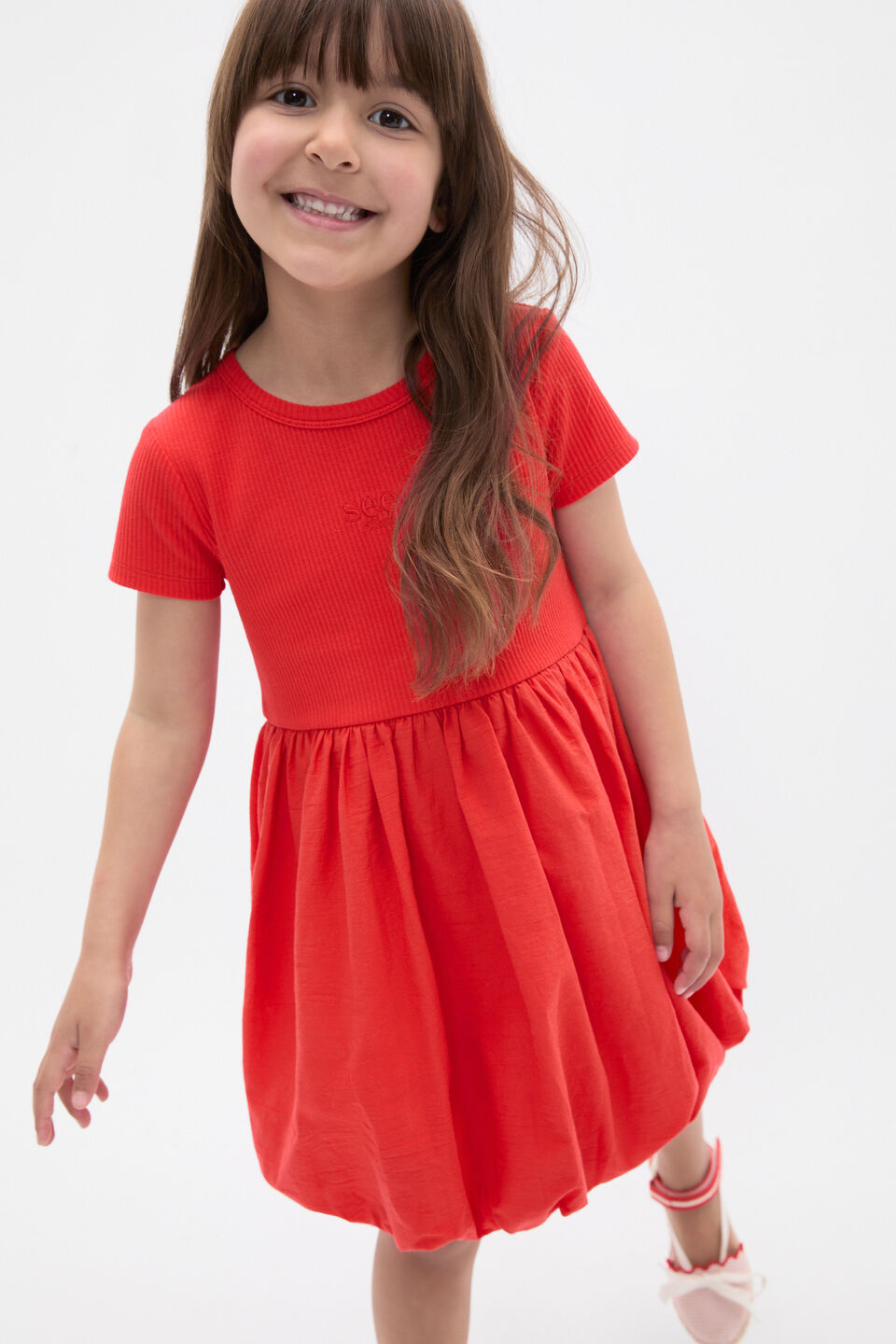 Spliced Logo Dress  Strawberry Red