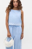 Motif Trim Shell Top  Cornflower Blue Crossdye  hi-res
