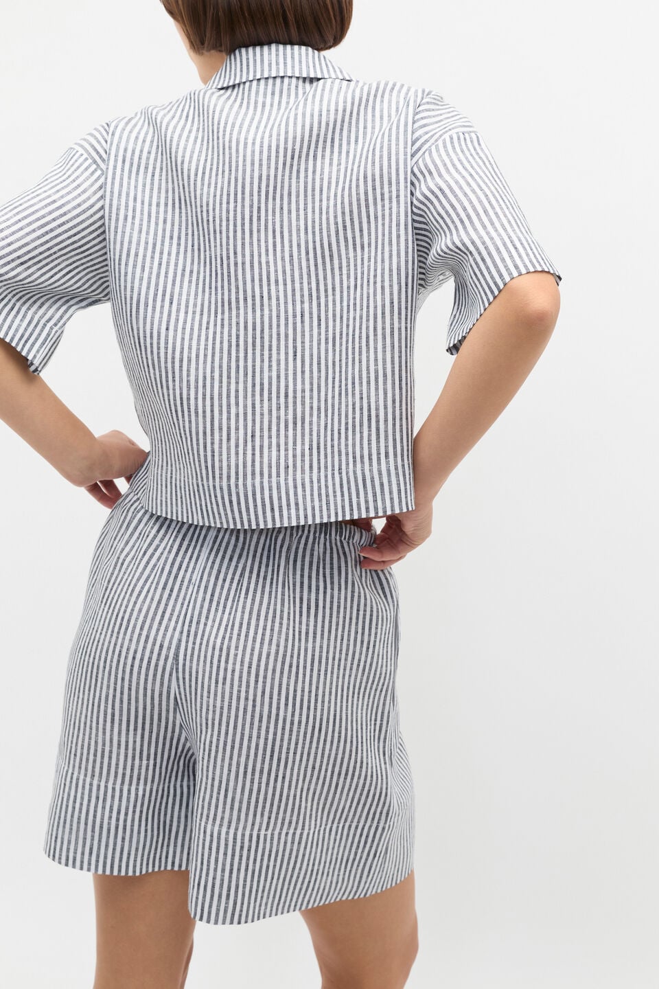 Linen Stripe Short  Twilight Blue Stripe