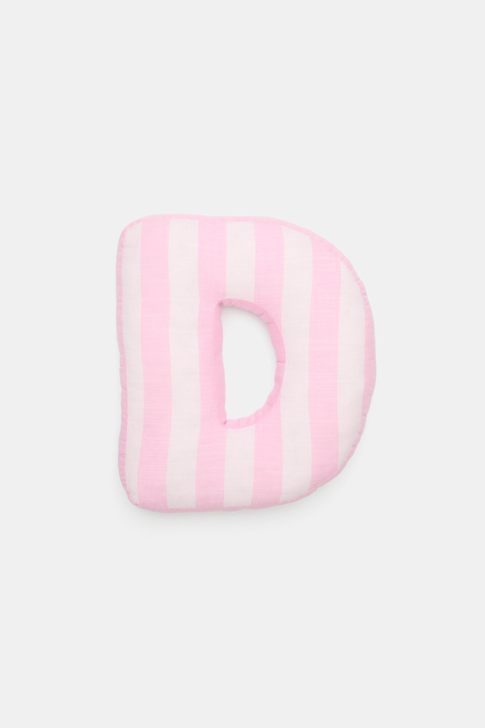 Pink Stripe Initial Cushion  D