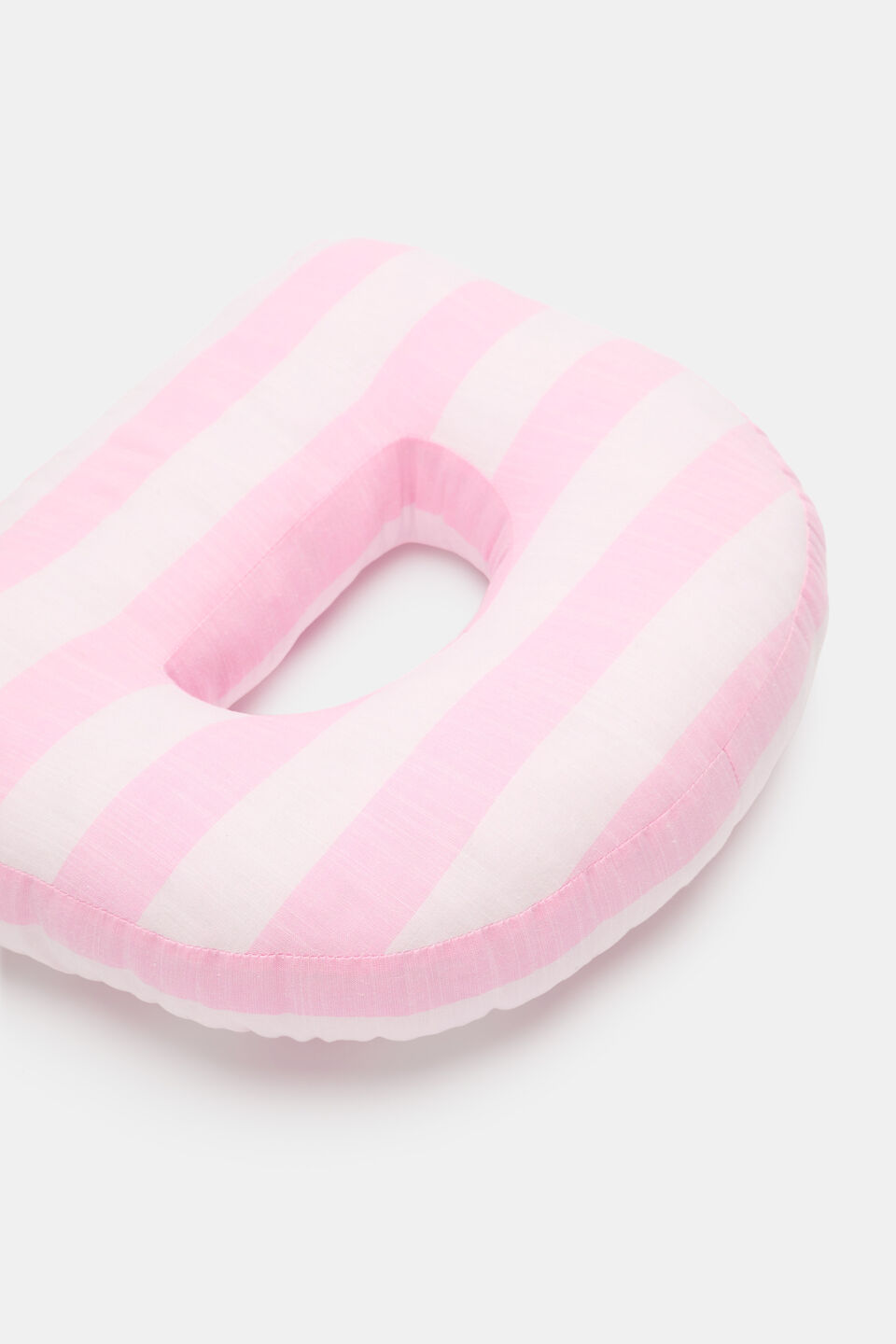 Pink Stripe Initial Cushion  D