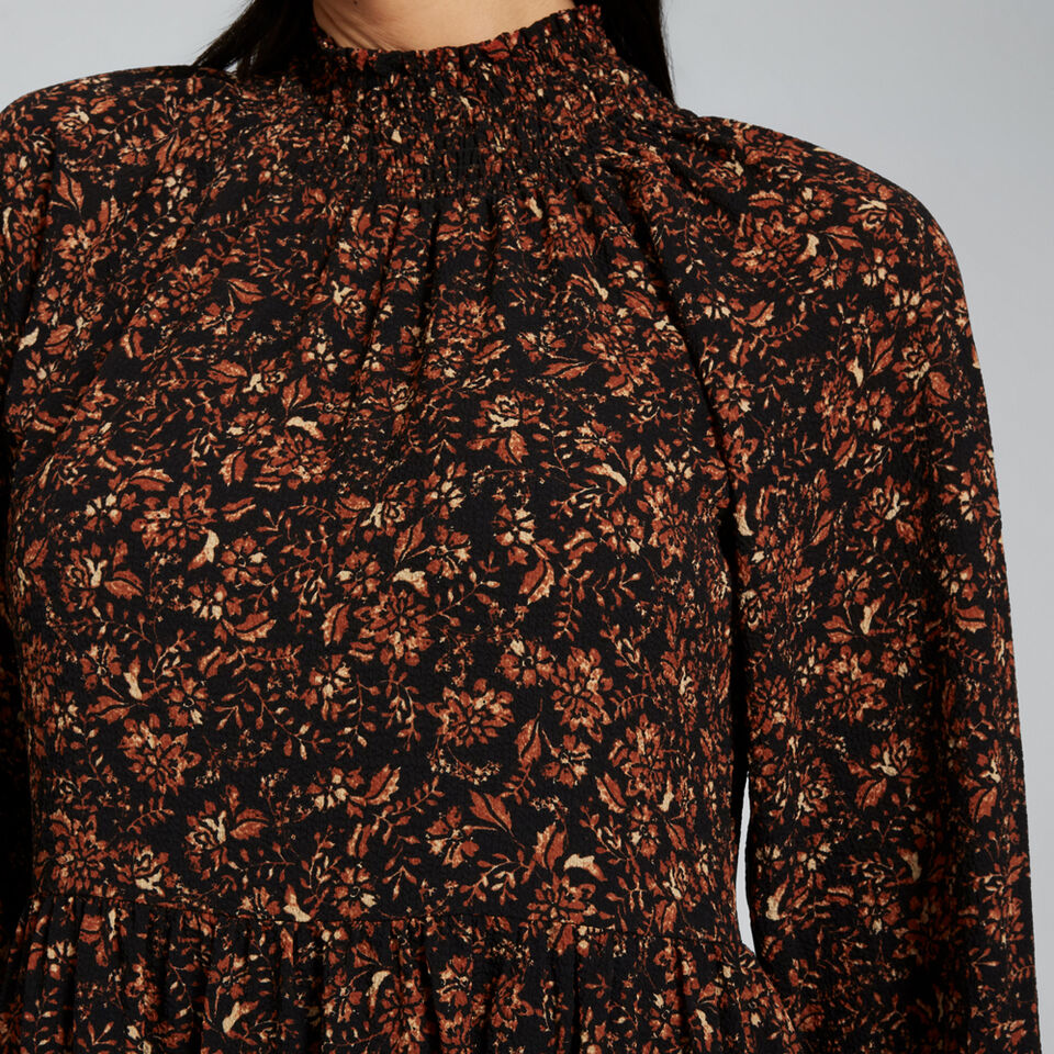 Shirred Floral Dress  