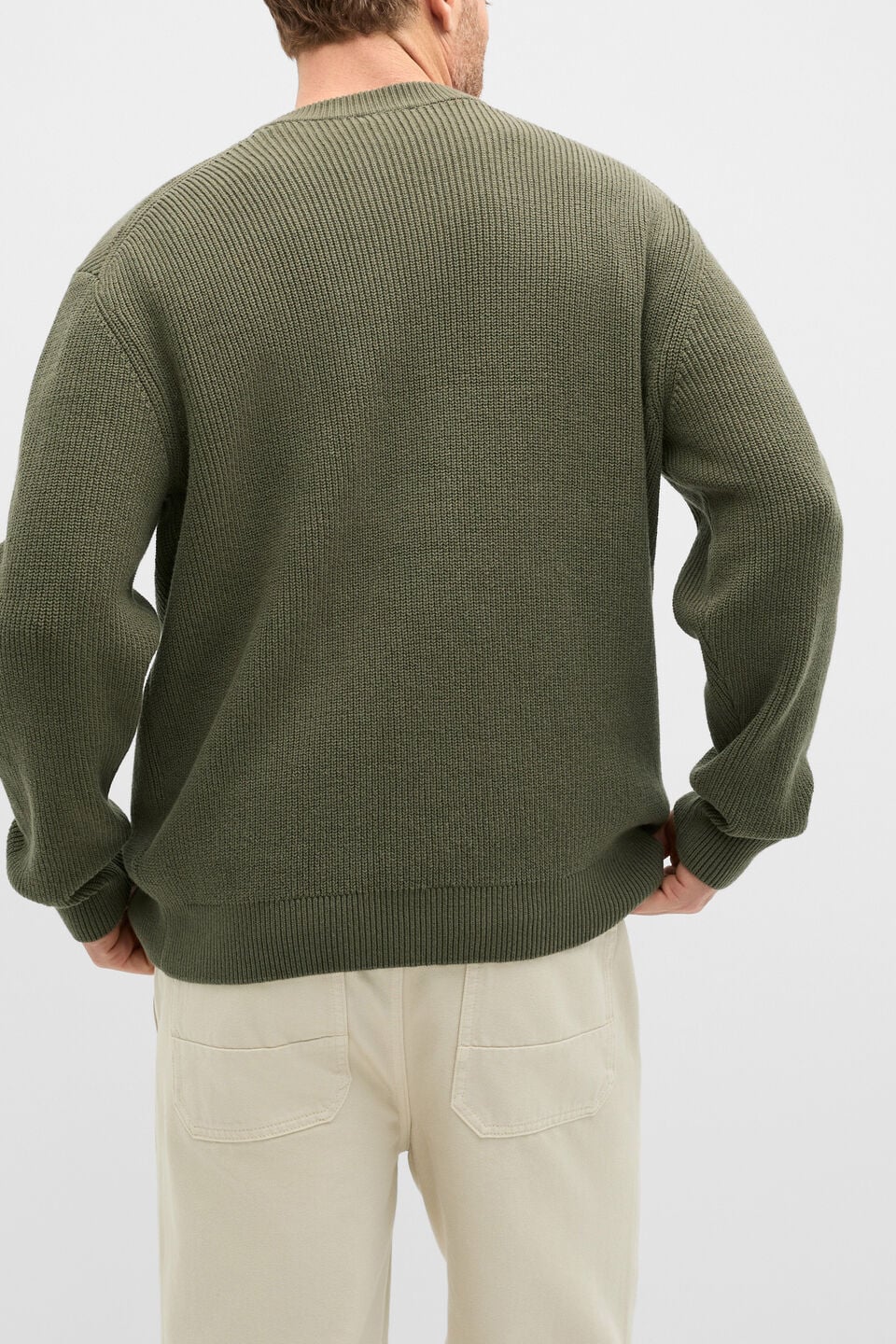 Cotton Crew Neck Knit  Olive
