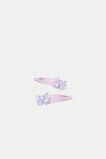 Gingham Glitter Bow Snaps  Lilac  hi-res