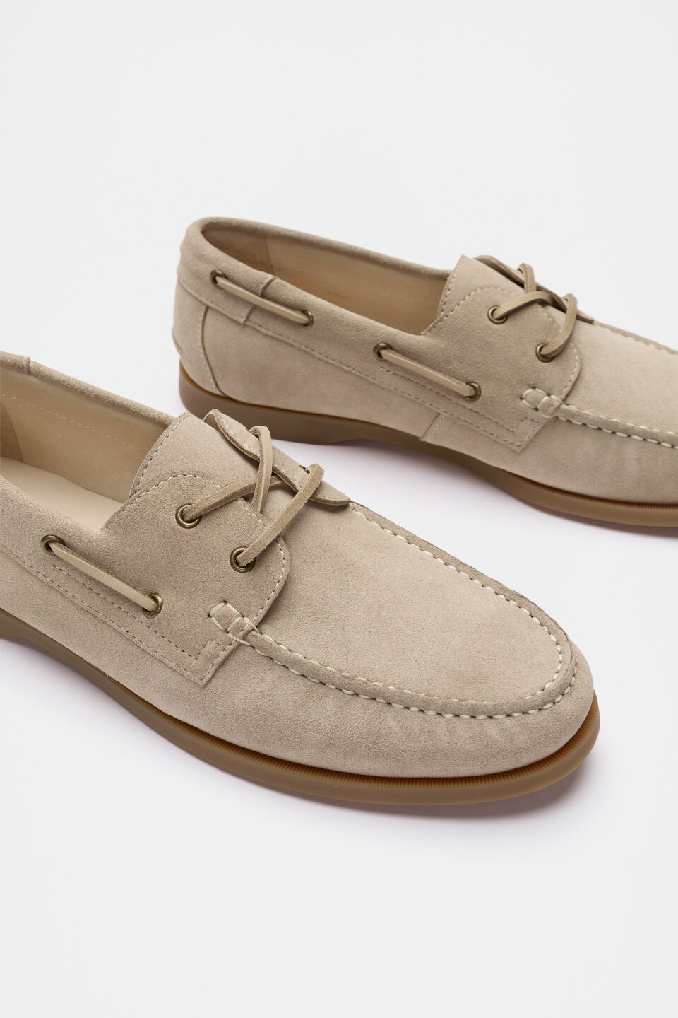 Suede Boat Shoe  Almond