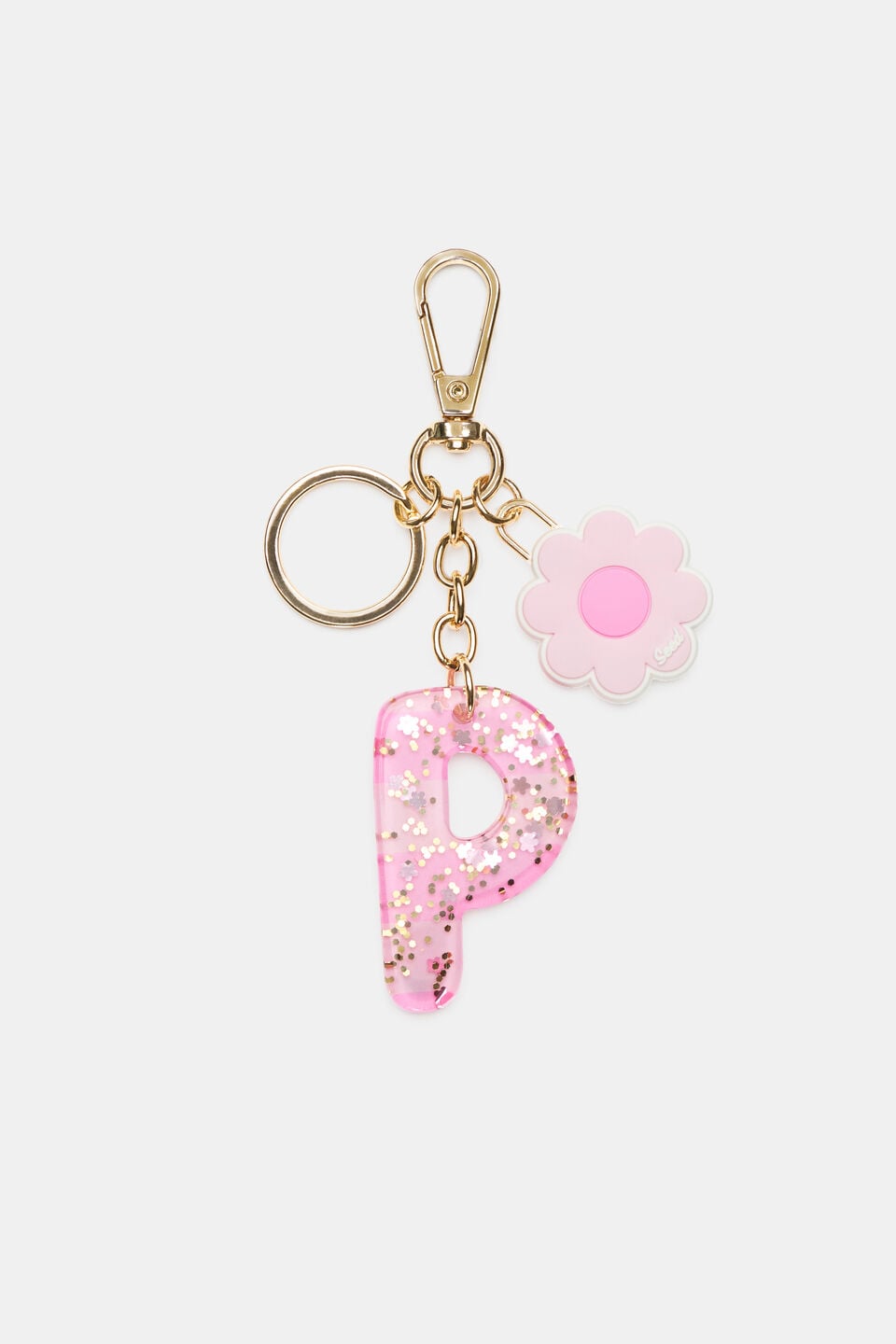 Pink Stripe Initial Keyring  P