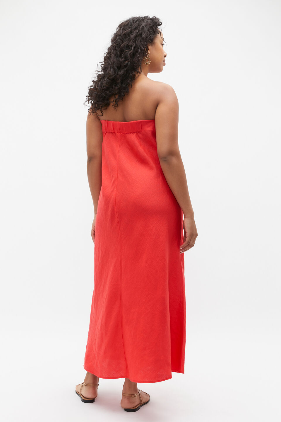 Core Linen Strapless Maxi Dress  Strawberry Red