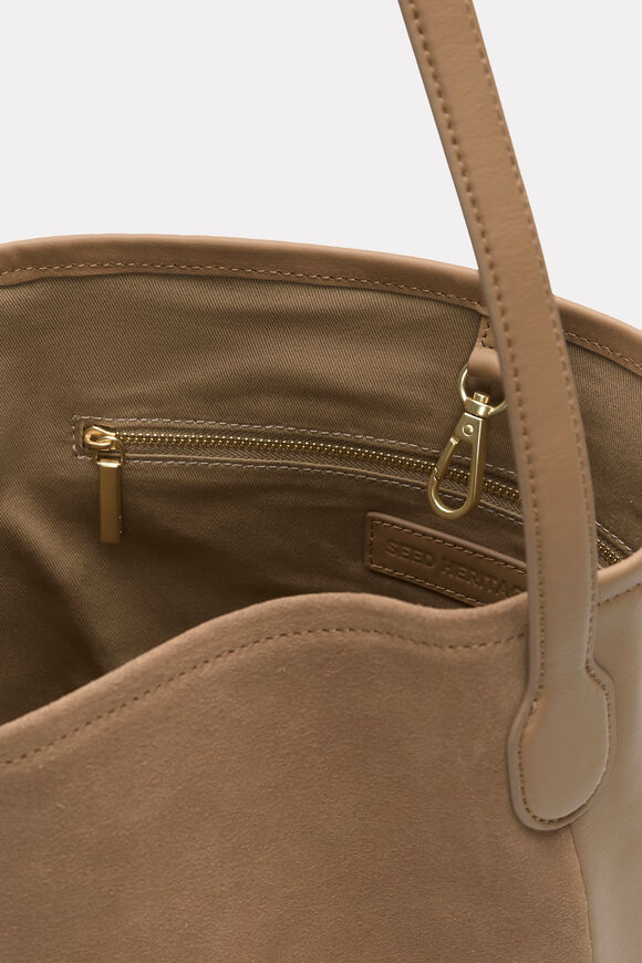 Spliced Leather Tote  Toffee  hi-res