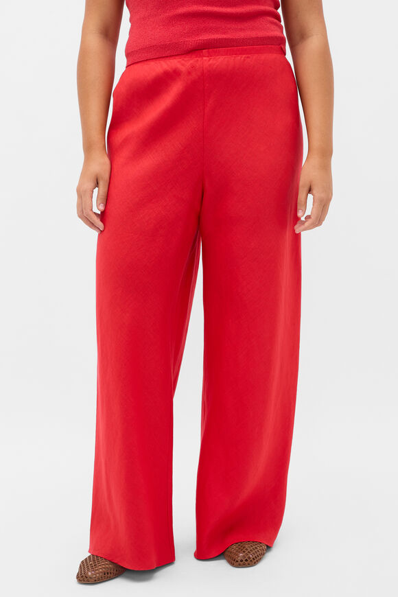 Core Linen Easy Wide Leg Pant  Chilli Red  hi-res