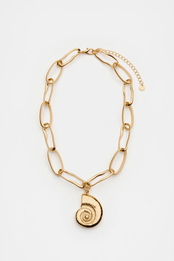 Spiral Shell Necklace  Gold  hi-res