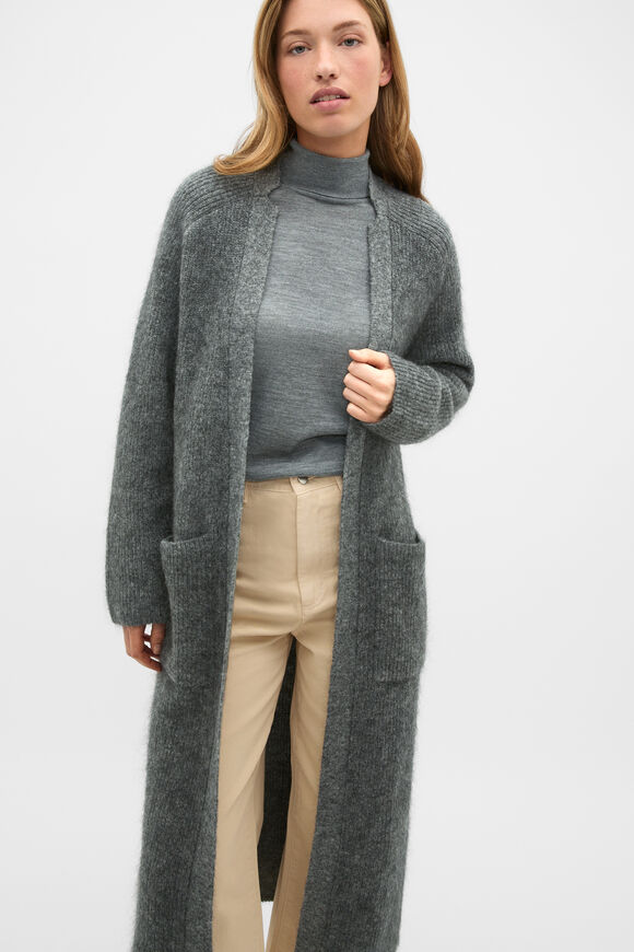 Mohair Blend Longline Cardigan  Charcoal Marle  hi-res