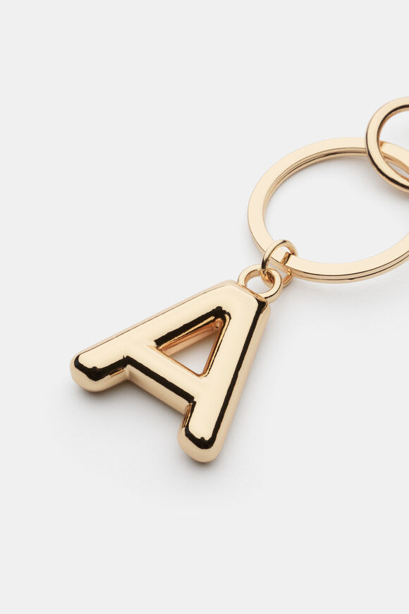 Gold Initial Keyring  A  hi-res