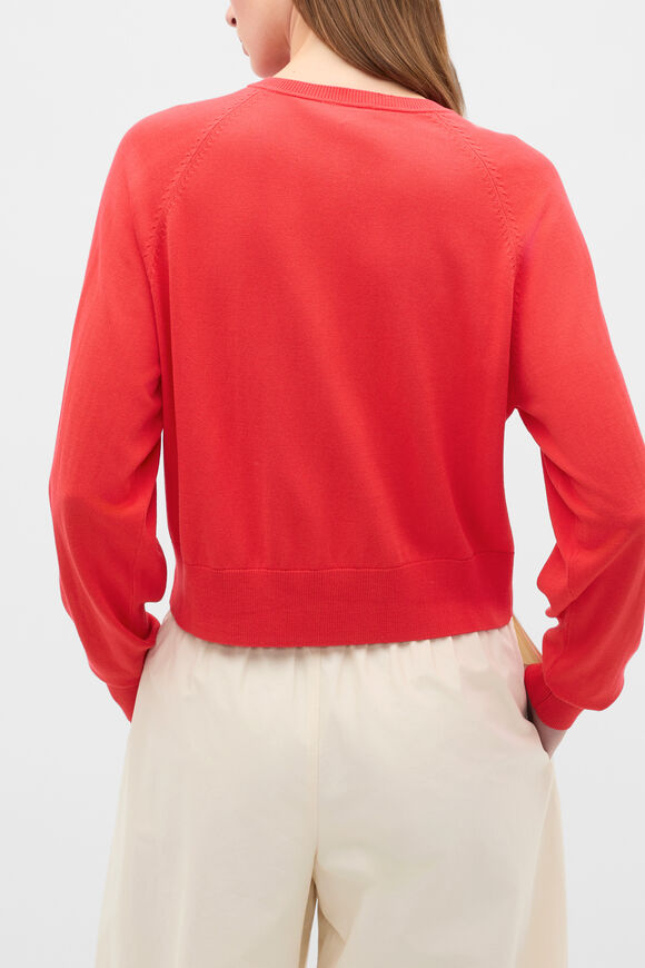 Cotton Blend Raglan Cardigan  Chilli Red  hi-res
