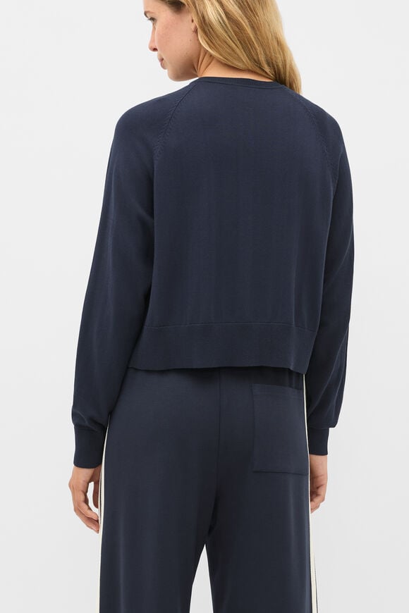 Cotton Blend Raglan Cardigan  Twilight Blue  hi-res