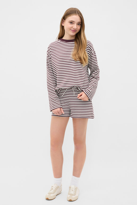 Stripe Pull On Short  Mulberry  hi-res